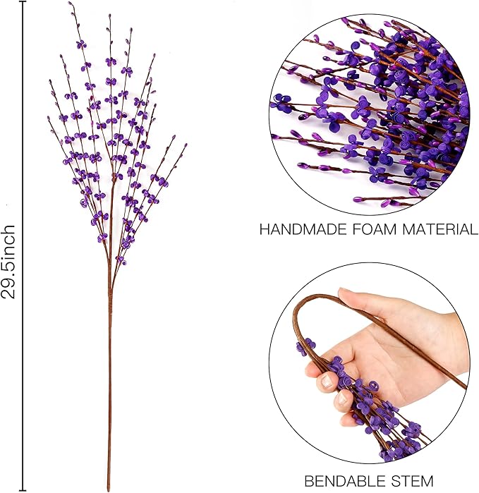 Sggvecsy 10 Pcs 29.5’’ Long Artificial Jasmine Flowers Tall Fake Flower Bouquet Faux Jasmine Plants Dry Branches for Wedding Home Party Office Hotel Restaurant Kitchen Decoration(Dark Purple)