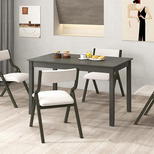 Giantex Dining Table for 4 People, 48” x 29” Kitchen Table with Wood Legs, Rectangular Dinner Tables for Small Space, Apartment, Living Room, Dinette, Load 330 Lbs, Dining Room, Grey