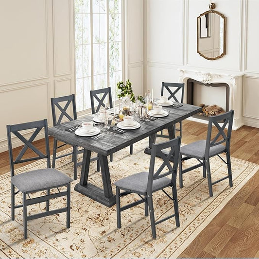 COLAMY Folding Dining Chairs Set of 6, Foldable Chairs with Padded Seats, Wood Folding Dining Room Chairs for Kitchen, Party, Camping, Dark Grey