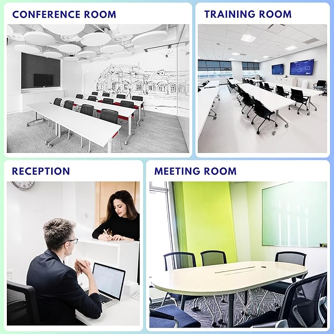 8 Pack Stackable & Foldable Conference Room Chairs with Lumbar Support, Armrest - Ergonomic Mesh Bouncing Back for Office Meeting, Conference, Reception and Training Room Chair