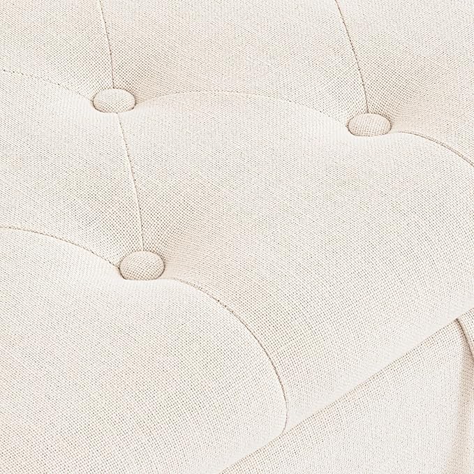 Furniliving 63” End of Bed Bench, Bedroom Bench with Button-Tufted, Large Upholstered Storage Ottoman Benches Entryway Bench with Storage Shoe Cabinet Bench, for Bedroom, Living Room, Linen, Beige