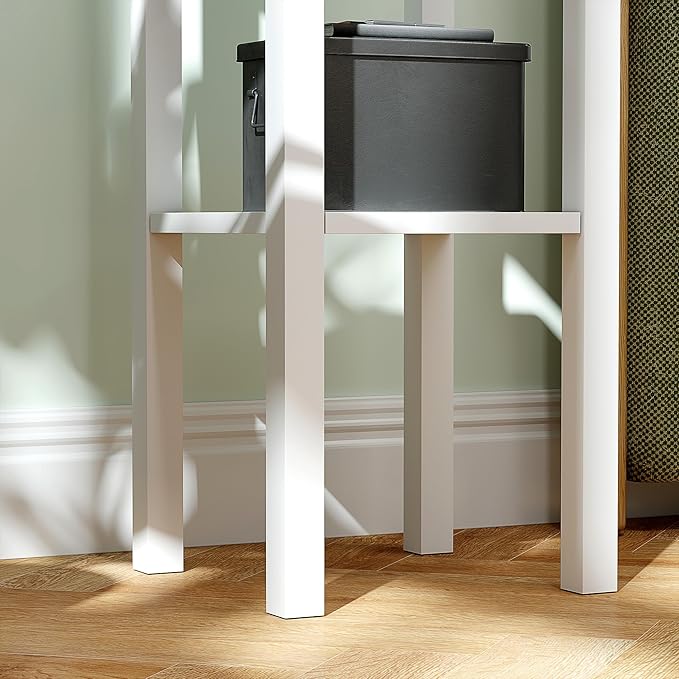 HOMCOM 2-Tier Side Table with Drawer, Narrow End Table with Bottom Shelf, for Living Room, Set of 2, White