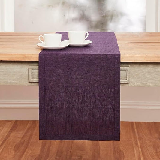 Solino Home Linen Grape Table Runner 108 Inches Long - Athena, 100% Pure Linen Dining Table Runner 14 x 108 Inch for Fall, Autumn, Halloween, Thanksgiving, Holiday