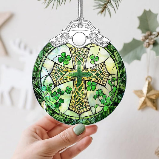 Stained Glass Cross Christmas Ornament: Christmas Tree Ornaments & Decor, Holiday Decor – Holiday Presents, Cross Gift, Religious Gifts, Christian Gift, and Gifts for Friends, Coworker, and Family