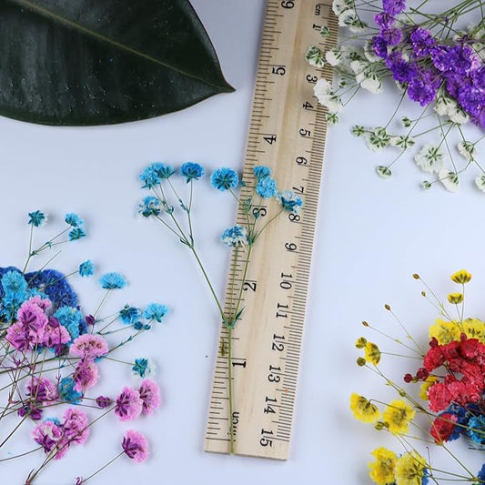 Colorful 45 Pcs Minir Baby's Breath Flowe for Resin Art / Invitations Card Decor/Bookmark Jewelry DIY Craft, Real Dried Pressed Baby Breath Flowers Bulk with 1 Tweezers.