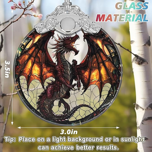 Stained Glass Flying Dragon Christmas Ornament - Holiday Home Decor - Tree Decoration - Gift Exchange Idea