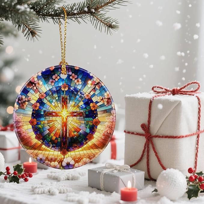 Christmas Ornaments, Christian Cross Ornament, Xmas Decor, Christmas Tree Ornaments, Xmas Decorations for Tree, Holiday Ornament, Christian Gift, Religious Gifts