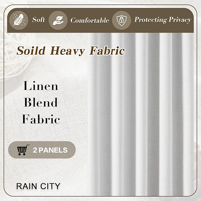 Snow White Window Curtains 120 Inches Long Room Darkening Privacy Curtains for Living Room Blackout Hook Drapes Back Tab 2 Panels 120 Length