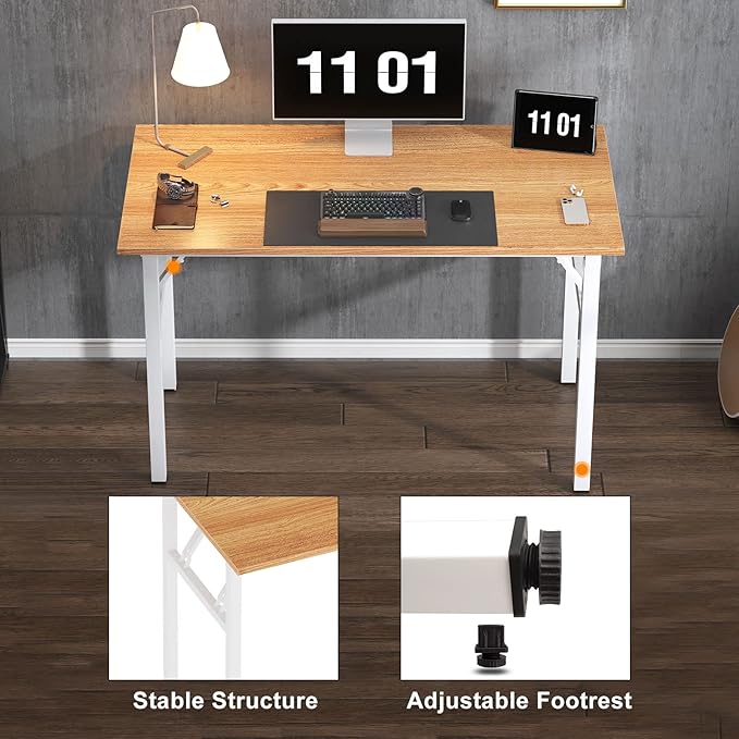 Need 47 inches Computer Desk Office Desk Folding Table with BIFMA Certification Computer Table Workstation,Teak White AC5BW-120