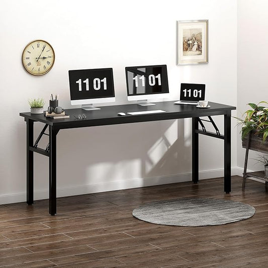 Need Computer Desk Office Desk 62 inches Folding Table with BIFMA Certification Computer Table Dining Table No Install Needed, Black