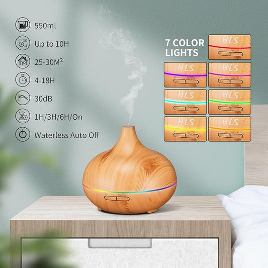 HLS Aroma Diffusers for Essential Oils Large Room with 10 Essential Oils,Ultrasonic Aromatherapy Diffuser for Home Bedroom, Cool Mist Humidifier Vaporizer