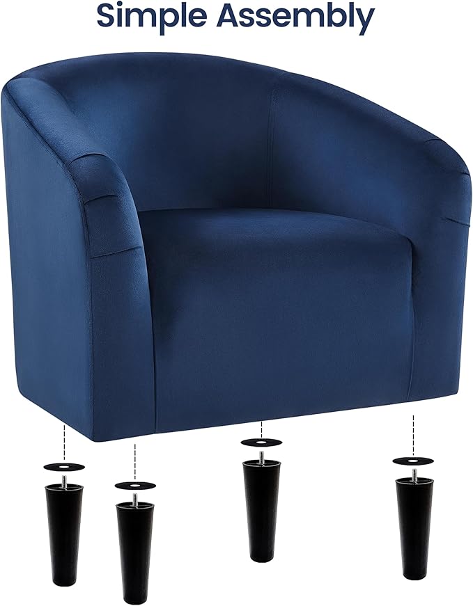 Yaheetech Velvet Club Chair, Modern Tufted Accent Chair with Armrest, Upholstered Barrel Chair with Solid Legs for Living Room/Bedroom/Study/Waiting Room, Navy Blue