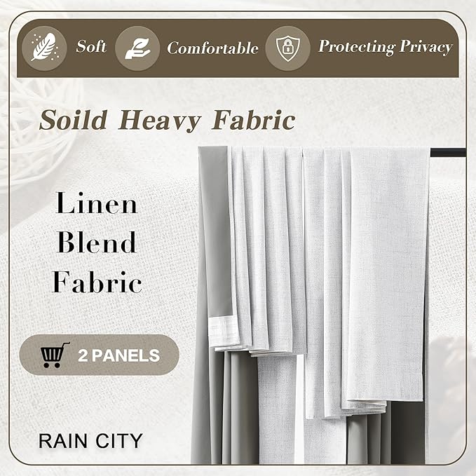 White Blackout Curtains 120 Inches Long Modern Farmhouse Back Tab Pleated Look Window Drapes for Bedroom Living Room 2 Panels 50x120x2