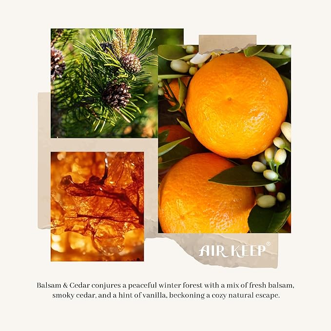 Airkeep Christmas Reed Diffusers Set, 5.07 oz Christmas Balsam & Cedar Scented Diffuser with 8 Sticks,Long Lasting Home Fragrance for Long Days, Perfect for Bathroom, Shelf Decor, Air Fresheners