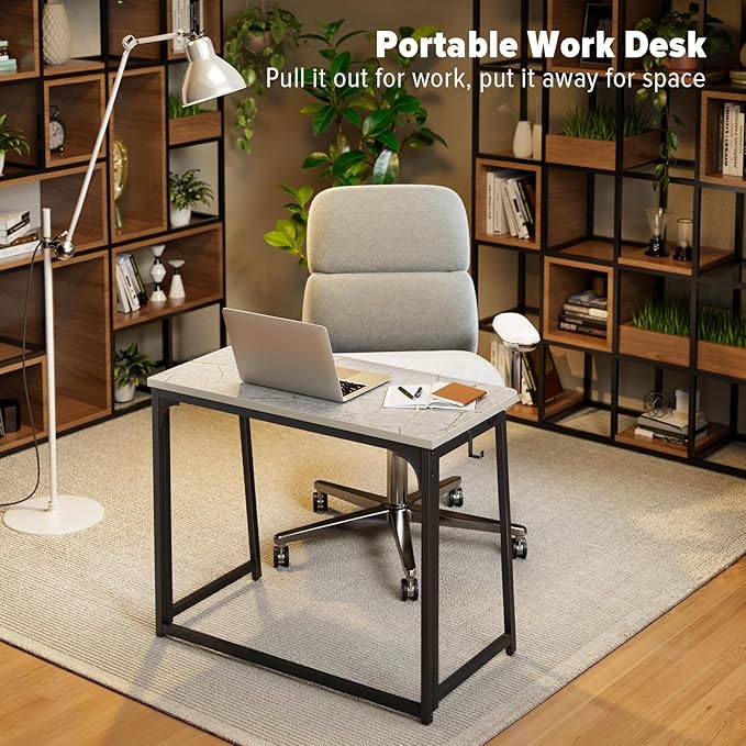 WOHOMO Small Foldable Computer Desk Writing Study Desk Easy Assembly Space-Saving Foldable Laptop Table Writing Workstation for Home Office,Grey