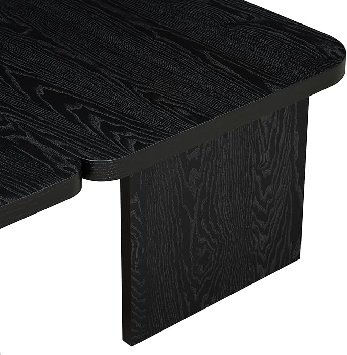 Modern Minimalist Coffee Table Set, Rectangular Modular Splicing Design, MDF Top & Wood Grain Veneer, Multifunctional Combination Center Table for Living Room,Black