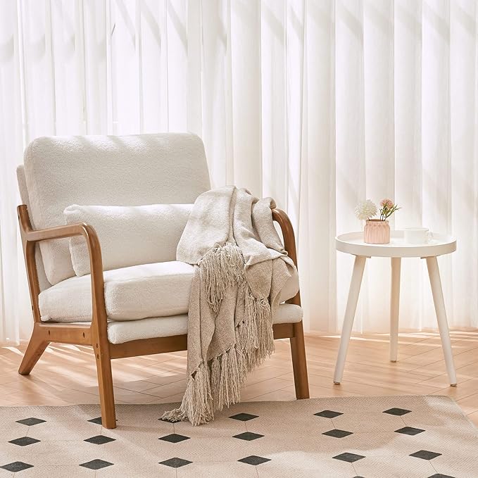 Apicizon Round White Side Table, Tray Nightstand Coffee End Table for Living Room, Bedroom, Small Spaces, Easy Assembly Bedside Table, 15 x 18 Inches