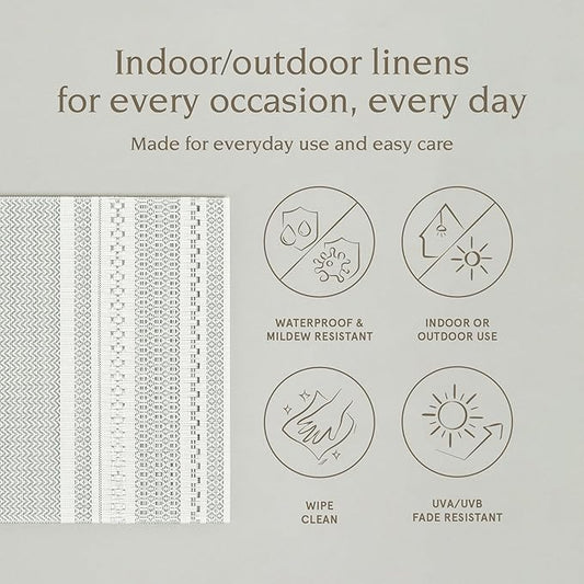 Over&Back Set of 4 Reversible Woven Placemats - Colorful Dining Room Table Mat - UVA/UVB-Proof Polypropylene - Indoor and Outdoor Kitchen and Home Decor - Striped - Green - Rectangle