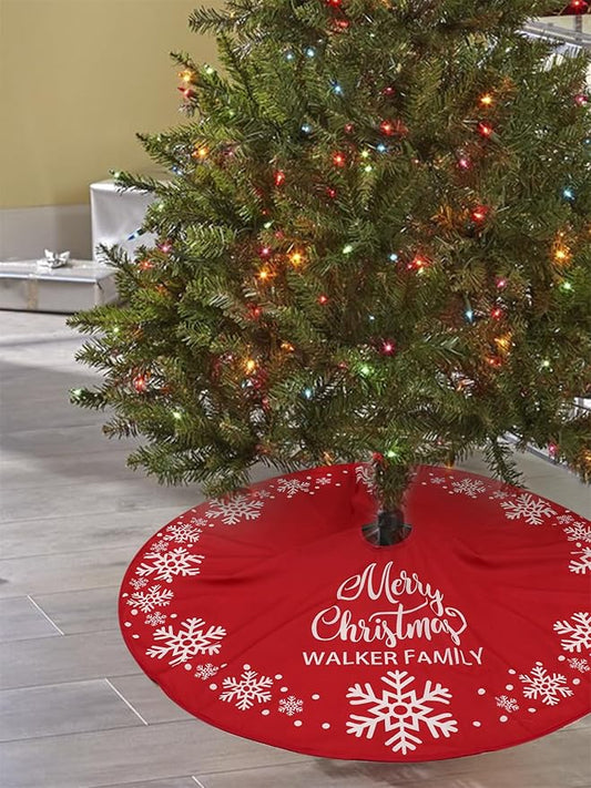 Flash World 36 Inch Large Christmas Tree Skirt Xmas Soft Cover Mat Decor Snowflake Collar Farmhouse Tree Skirt for Holiday Ornaments Party Home Indoor Decorations (E, 48INCH)