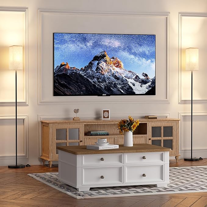 Ambimall 2 Packs Remote Control Floor Lamp, Stepless Dimmable, 64 Inches Tall, Include 9W Bulb, Standing Lamp for Living Room Bedroom Office (Beigh & Black)