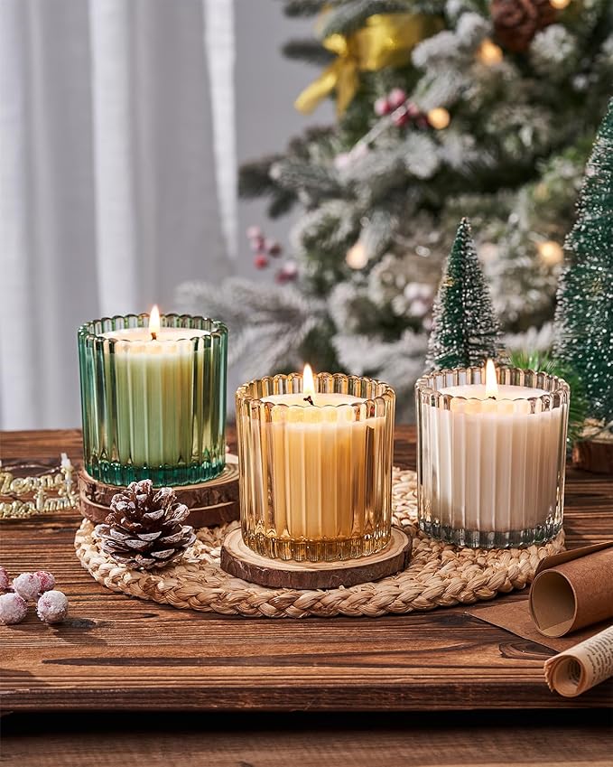 M&SENSE Holiday Pine Scented Soy Candles, Christmas Tree Jar Candle, Winter Candle Gifts for Home Decor, Up to 60 Hours Burning, Natural Soy Wax Relaxing Aromatherapy Candle