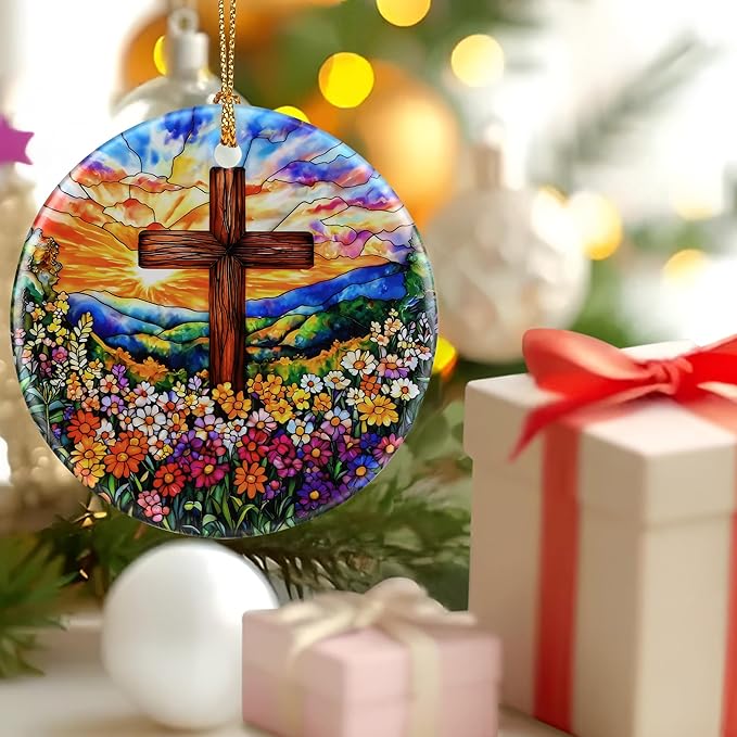 Cross Ornament: Christmas Ornaments, Religious Christmas Decorations for Tree, Catholic Ornament & Christian Holiday Decor | Religious Cross Gifts, Christian Gifts - Design A