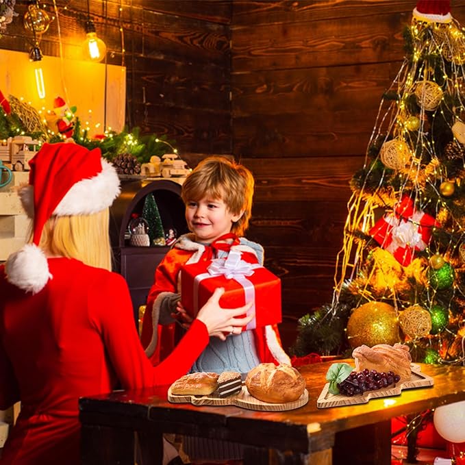 AWIZOM 2 Pcs Christmas Wooden Serving Platters Christmas Tree and Snowman Charcuterie Boards Xmas Wood Trays Decorative Wooden Snack Cheese Dish Plate for Winter Holiday Housewarming Present