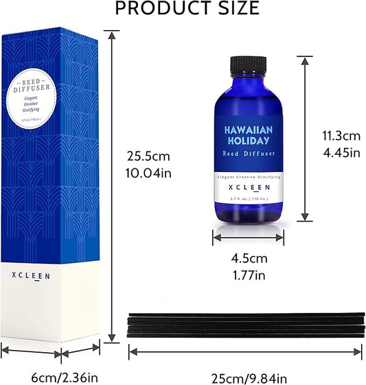 Reed Diffuser Set for Home| 3.7 Oz(110ml) Hawaiian Holiday Fragrance Diffuser | with Mangoes, Pineapples, Peaches & Melons Scented Oil Sticks Diffuser, Air Fresheners for Home, Bathroom