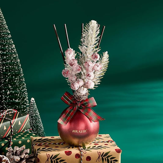 Airkeep Reed Diffuser Set, 5.07 oz(150ml) Apple Cinnamon Christmas Scented Diffuser with 8 Oil Diffuser Sticks,Home Fragrance Essential Oil Reed Diffuser for Home Room Bathroom Shelf Decor