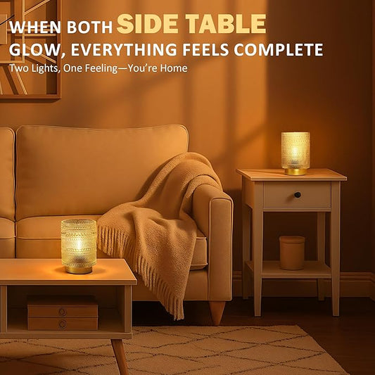 2 Pack Battery Operated Decorative Aesthetic Lamp with Timer for Dorm/Office/ Patio/Bedside/,Small Cordless Table Lamps with LED Warm Bulb for Shelf/Coffee Table/Entryway/ Mantle/Dresser Decor(Clear)