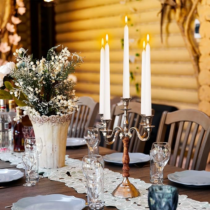 KONNI White Taper Candles 10 Inch Tall Candlesticks 10 Pack Tapered Candles with Cotton Wicks Long Candle Sticks Unscented and Smokeless, Long Burning, Ideal for Wedding, Dinner Party, Home Décor