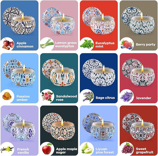 Scented Candles Gift Set, Candles for Home Scented 12 Pack, 300 Hours Long Lasting Soy Wax Aromatherapy Candle Set, Friends Moving Away, Birthday, Retirement Gifts for Women with Gift Box