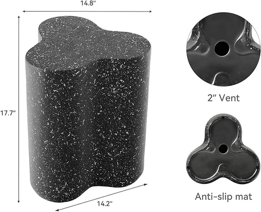 18” Outdoor Side Table, Durable Lightweight MGO Faux Terrazzo Patio Accent Table, Outdoor Modern Coffee Table, 3-in-1 Weatherproof End Table Garden Stool for Garden, Balcony,Poolside,Black