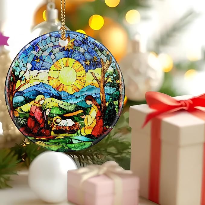 Nativity Scene Ornament: Christmas Ornaments, Religious Christmas Decorations for Tree, Catholic Ornament & Christian Holiday Decor | Religious Gifts, Christian Gifts - Design F