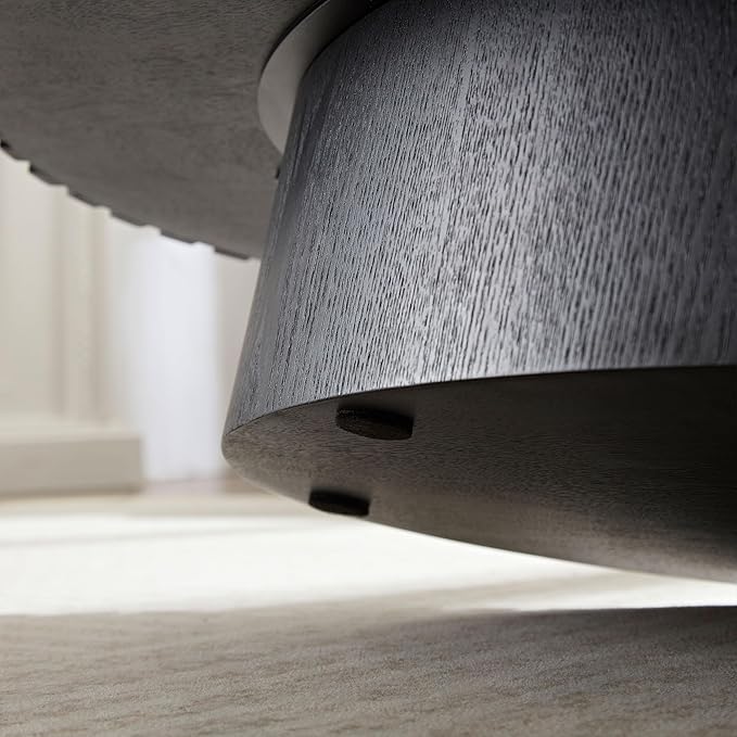 43.31'' Round Coffee Table for Living Room,Modern Handcraft Drum Coffee Table Wood Small Coffee Table with Sturdy Pedestal,Black