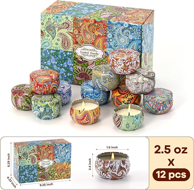 Scented Candles Gift Set, 12 Pack Candle for Home Scented, Candles Clearance with Gift Box, Aromatherapy Non Toxic Candle for Men, Women, Friends Birthday, Mother's Day