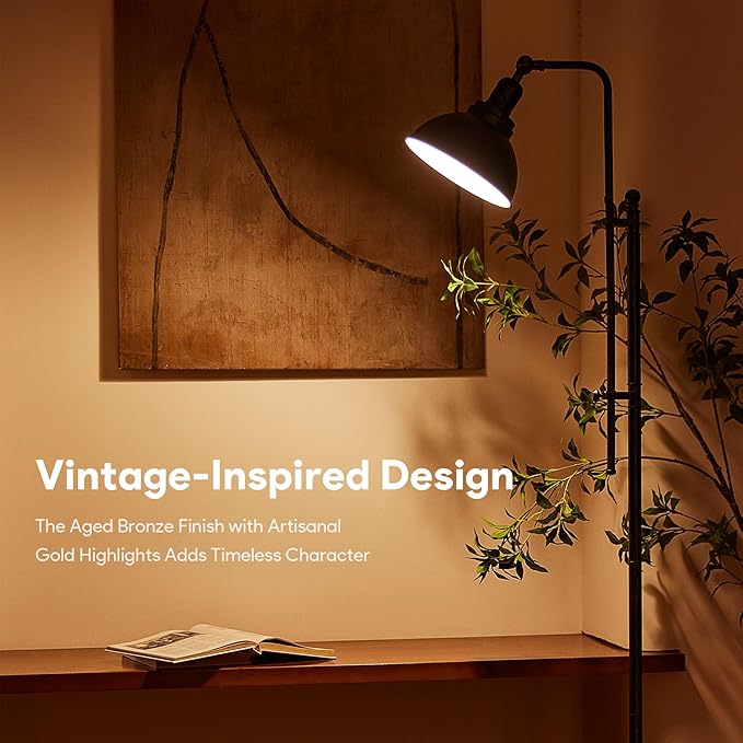 VONLUCE Floor Lamp for Living Room, 65'' Tall Industrial Floor Lamp, Adjustable Height & Head Vintage Metal Standing Reading Lamp for Bedroom, Office, Farmhouse, ETL Certificate