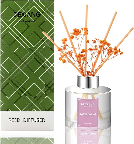Sweet Dream Reed Diffuser Set - 3.38 fl oz (100ml) Essential Oil with 6 Reed Sticks | Home & Bathroom Decor
