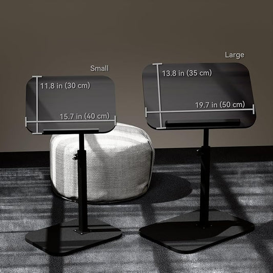 Foldable End Table,17"-31" Adjustable Height,Swivel and Turnable Desktop,TV Tray,Side Table for Small Spaces (Black, 15.7" x 11.8")