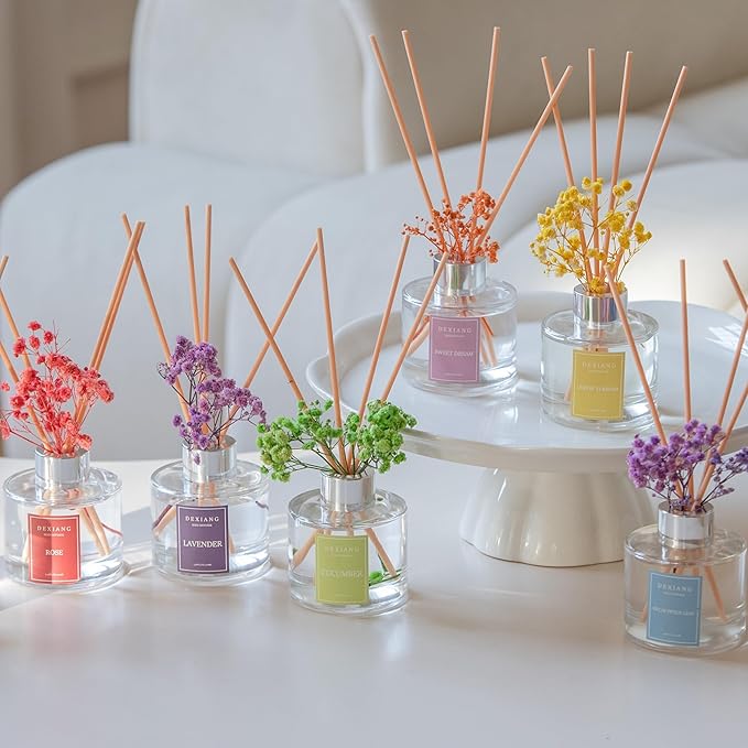 3.38 oz (100ml) 2pcs,Eucalyptus/Lemon Verbena Scented Reed Diffuser Set,Reed Diffuser & 12pcs Reed Diffuser Sticks,Home & Kitchen| Home & Bathroom Decor,Fragrance and Gifts