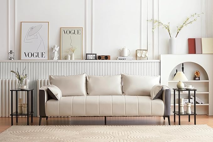 Apicizon 2 Tier End Table Set of 2, Small Side Table with Solid Wood Legs, Boho Bedside Table with Storage Shelf, Nightstand for Small Spaces, Bedroom, Living Room, Entryway, Easy Assembly, Black