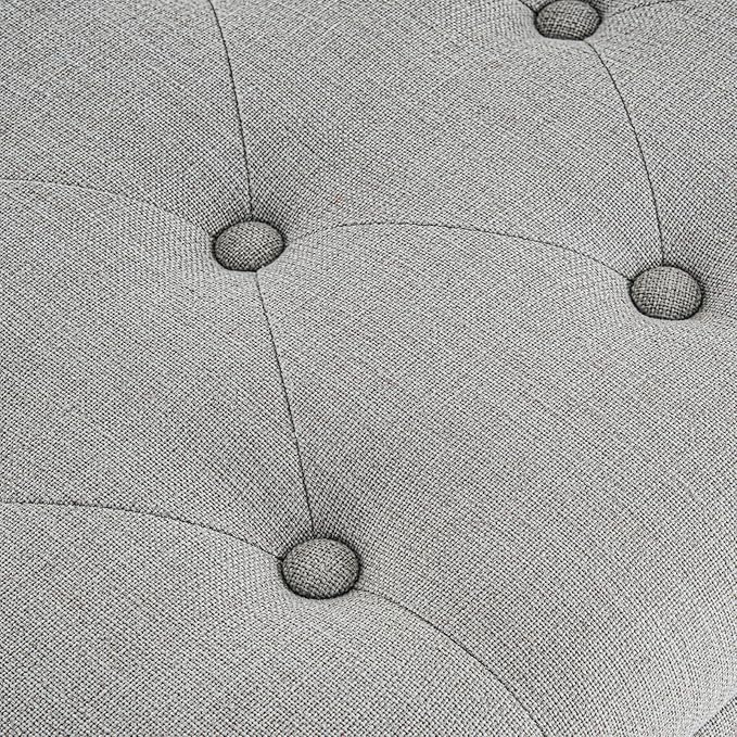 Furniliving 63” End of Bed Bench, Bedroom Bench with Button-Tufted, Large Upholstered Storage Ottoman Benches Entryway Bench with Storage Shoe Cabinet Bench, for Bedroom, Living Room, Linen, Grey