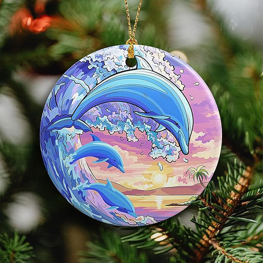 Dolphin Christmas Ornaments 2025 Dolphin Ornament Holidays Ornaments Beach Christmas Tree Ornaments Hanging Accessories Navidad decoracion Keepsake Xmas Gifts for Home Indoor Outdoor Decor