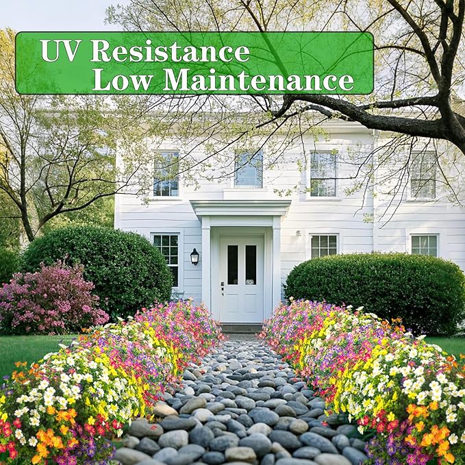 12 Bundles Artificial Fall Flowers for Outdoors, Artificial Plants UV Resistant Fall Fake Mums Plants for Outside Halloween Christmas Porch Decoration ecorations (Orange)