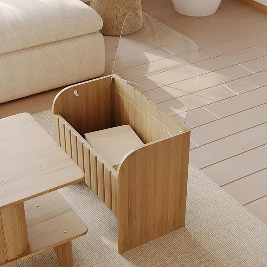 Extendable Coffee Table with Storage, Wood Coffee Table with Hidden Compartment, Expandable Coffee Tables with Side Table for Living Home(Natural)