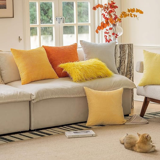 Home Brilliant 22x22 Throw Pillow Covers Spring Pillow Covers Decorative Set of 2 Accent Pillows for Couch Bench Sofa Fall Winter Decor, 22 x 22 Inch, Sunflower Yellow