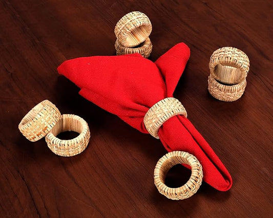 Boho Chic Dining décor Set of 12 - Handmade Napkin Rings Rustic Woven Rattan Napkin Holders for Dining Table, Weddings, Parties, Holiday Gatherings, and Everyday Use (Natural) - ALPHA Living HOME