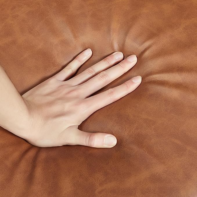 Yaheetech PU Leather Accent Chair, Mid-Century Modern Armchair with Solid Wood Legs, Reading Leisure Chair with High Back for Living Room Bedroom Waiting Room, Light Brown