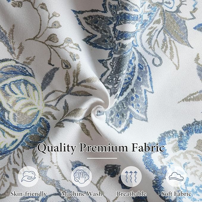 Bezseller Floral Accent Chair, Upholstered Reading Armchair with Wood Legs, Mid-Century Leisure Comfy Single Sofa Chair for Living Room, Bedroom, Home, Office, Blue Floral