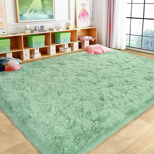 Ultra Fluffy Rug for Living Room Bedroom, 5x7 Fuzzy Large Area Rug for Living Room, Plush Soft Shag Carpet for Girl Boy Kids, Non Slip Rug Modern Indoor Home Decor Aesthetic, Sage Green